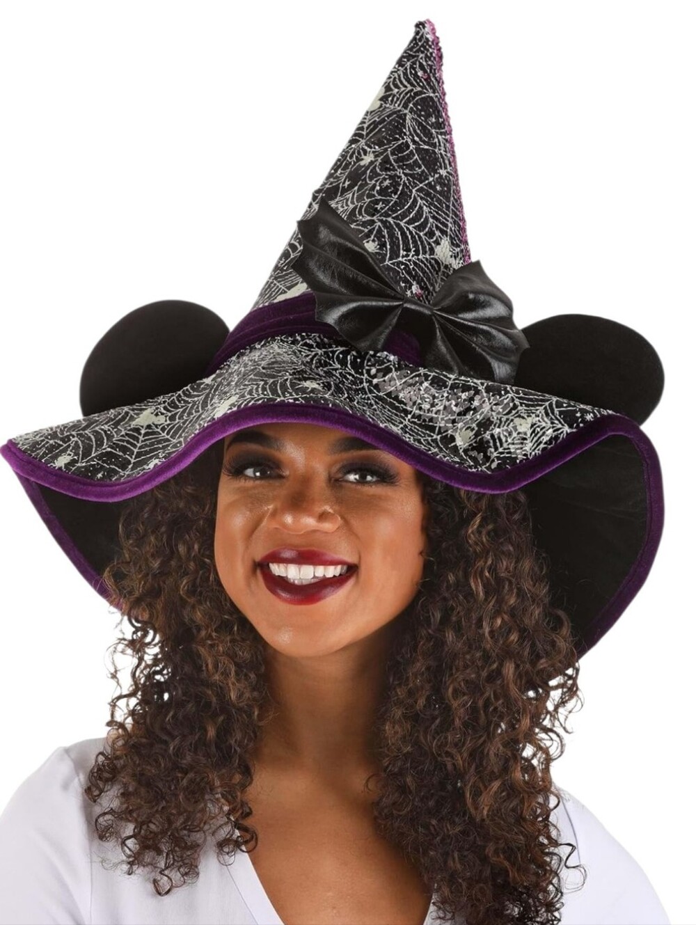 Disney Park  Minnie Mouse Sparkle Witch Hat w/ Ears Halloween